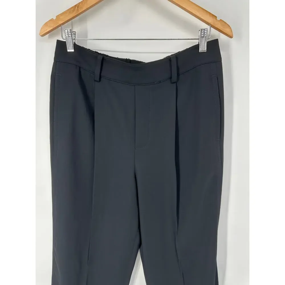 VINCE Mid-Rise Tapered Pull-On Pants Ankle Straight Wide Leg Trouser, Black - Picture 5 of 15